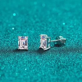 Серьги из серебра 925 пробы, женские инкрустированные боевые складки, элитные серьги Mosson, изысканные серьги с покрытием из золота Pt950 A pair of 1 carat