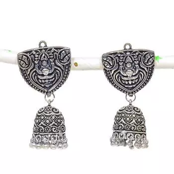 Серьги из серебра с натуральным индийским драгоценным камнем Jhumki Trial Bali 1,97 дюйма P7f41