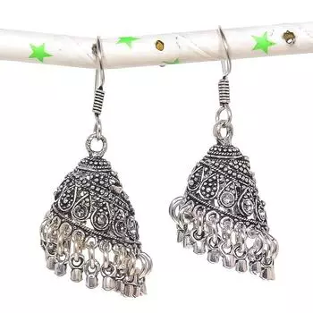 Серьги из серебра с натуральным индийским драгоценным камнем Jhumki Trial Bali 1,97 n1g17