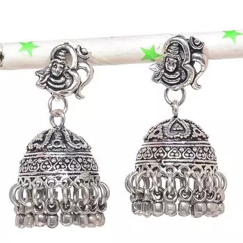 Серьги из серебра с натуральным индийским драгоценным камнем Jhumki Trial Bali 1,50 дюйма A6n77