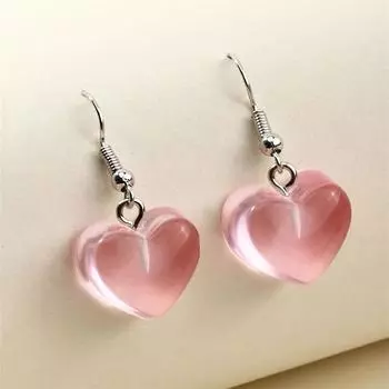 Серьги из смолы с персиковым сердцем и жемчугом, милые и милые темпераментные универсальные серьги-клипсы для ушей для женщин розовый