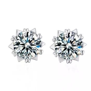 Серьги из стерлингового серебра 100% 925 пробы для женщин, сертифицированные муассанти D, цвет звезды, серьги-гвоздики в форме сердца, сверкающие изящные ювелирные изделия, подарок 0.5Ct