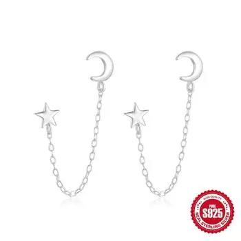 Серьги из стерлингового серебра 925 пробы, персонализированные, простые, с пентаграммой, с квадратной бриллиантовой вставкой, с цирконием цвета AB, с гальваническим покрытием 925 Silver