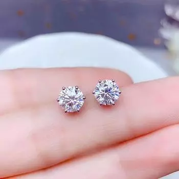 Серьги из стерлингового серебра 925 пробы, шесть когтей, 6/8 мм, серебряные серьги-гвоздики с кристаллами циркона для женщин, ювелирные изделия из серебра 925 пробы