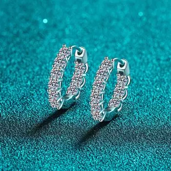 Серьги из стерлингового серебра 925 пробы, женские серьги с пряжкой из камня моссан Pt950