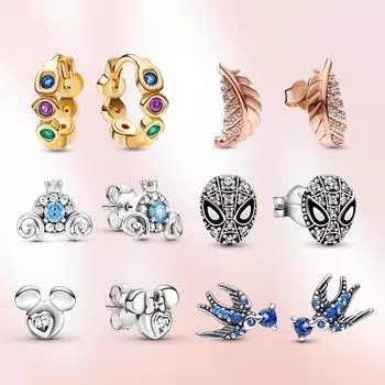 Серьги из стерлингового серебра 925 пробы, серьги с камнями бесконечности, серьги в форме сердца, серьги с мышкой для женщин, весенние серьги, модные украшения, подарок