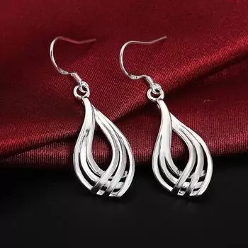 Серьги из стерлингового серебра 925 пробы, модные ювелирные изделия, элегантные женские очаровательные серьги-капли с волнистой линией, законодатель моды, рождественские подарки
