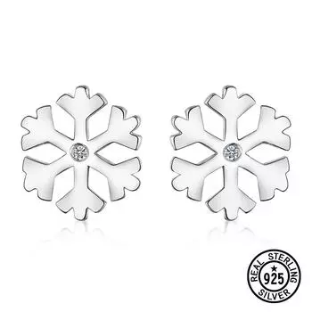 Серьги из стерлингового серебра 925 пробы, снежинки, прозрачный циркон, детские серьги-гвоздики для девочек, милые рождественские подарки, ювелирные украшения