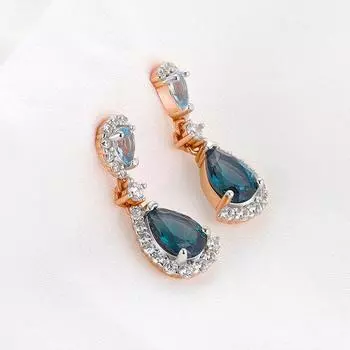 Серьги из стерлингового серебра 925 пробы с драгоценными камнями для женщин, небесно-лондонский синий топаз, милые серьги-капли, подарки на годовщину любви, ювелирные изделия