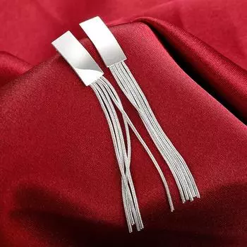 Серьги из стерлингового серебра 925 пробы, темпераментные женские серьги-гвоздики с кисточками для творчества, рождественские подарки, уличные универсальные ювелирные изделия