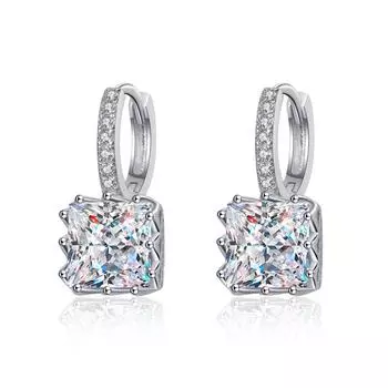 Серьги из стерлингового серебра 925 пробы, сахарный кубик, муассанит, пряжка для ушей, покрытые золотом pt950, высококачественные дизайнерские серьги 5.5mm zircon