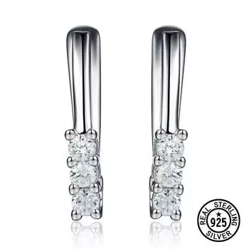 Серьги из стерлингового серебра 925 пробы, модные новые мини-серьги-клипсы с кристаллами циркона для женщин и девочек, подарки, нежные ювелирные изделия
