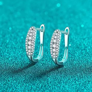 Серьги из стерлингового серебра 925 пробы с простыми атмосферными краями, высококачественные серьги с пряжкой для ушей из моссанского камня