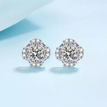 Серьги из стерлингового серебра 925 пробы для женщин, серьги с кубиками сахара из муассанита, покрытые изысканным золотом pt950, ювелирные изделия для ушей 925 silver