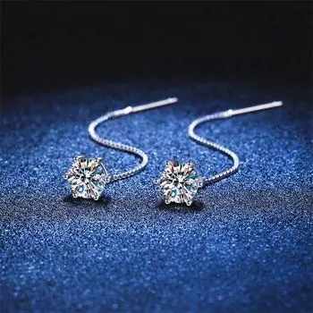 Серьги из стерлингового серебра 925 пробы с муассанитом и бриллиантами для женщин, модные подвески для девочек старшего возраста, ювелирные изделия, подарки для вечеринок 0.5CT