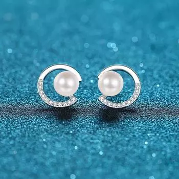 Серьги из стерлингового серебра 925 пробы с водным жемчугом Cc Cc Серьги с камнем Моссан