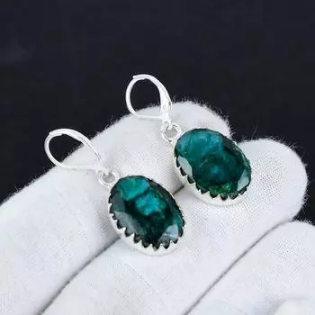 Серьги из стерлингового серебра 925 пробы с изумрудным камнем, серьги-подвески из серебра в стиле бохо, подарки на День благодарения, подарки для нее 2.16 зелёный