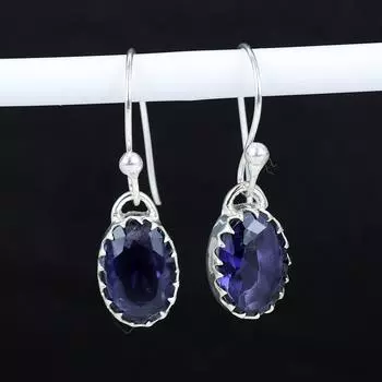 Серьги из стерлингового серебра 925 пробы с аметистовым камнем, серьги-подвески из серебра в стиле бохо, подарки на День благодарения, подарки для нее 2.16 фиолетовый