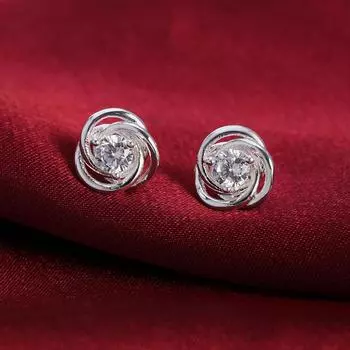 Серьги из стерлингового серебра 925 пробы для свадебной вечеринки для женщин, уличные модные украшения, подарок на день рождения, блестящие циркониевые серьги-гвоздики