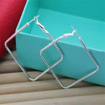 Серьги из стерлингового серебра 925 пробы с волнистым узором, квадратные модные простые серьги для женщин, свадебные украшения, подарки белый