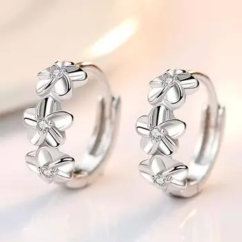 Серьги из стерлингового серебра 925 пробы, маленькие круглые серьги с цветком, женские подвески, ювелирные изделия в подарок
