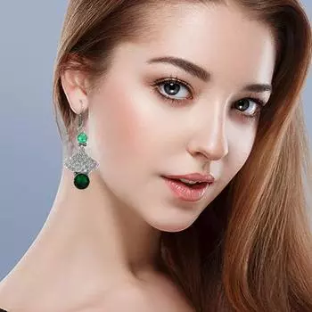 Серьги из стерлингового серебра 925 пробы с драгоценным камнем ручной работы изумруд
