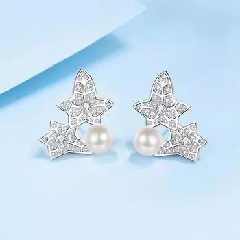 Серьги из стерлингового серебра 925 пробы, серьги с муассанитом и пресноводным жемчугом, легкие роскошные серьги 925 silver