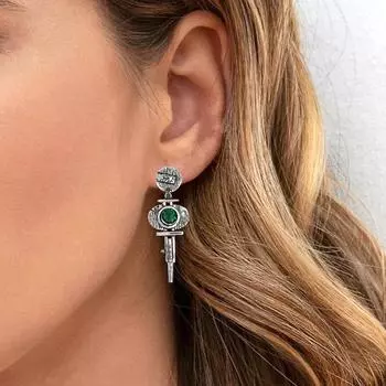 Серьги из стерлингового серебра 925 пробы с драгоценным камнем ручной работы изумруд