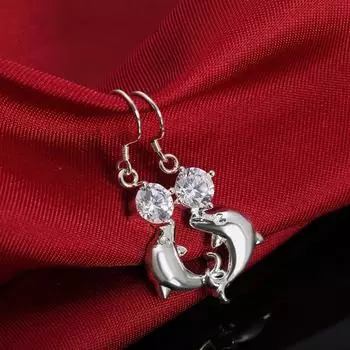 Серьги из стерлингового серебра 925 пробы, милые серьги с дельфинами, женские гламурные ювелирные изделия, подарок