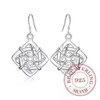Серьги из стерлингового серебра 925 пробы, корейские винтажные геометрические длинные висячие серьги для женщин, помолвочные свадебные украшения