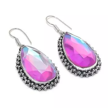 Серьги из стерлингового серебра 925 пробы с натуральным двухцветным турмалином 2,05 дюйма I3I06