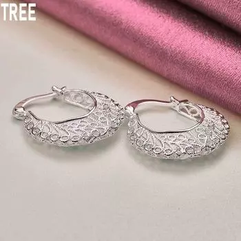 Серьги из стерлингового серебра 925 пробы с узором для модных свадебных украшений 2.3*2.5cm