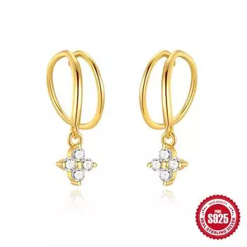 Серьги из стерлингового серебра S925, легкие, роскошные, с пряжкой в виде капли воды, с пятью лепестками цветка, инкрустированные цирконием, французские, женская мода, взрыв 925 Silver