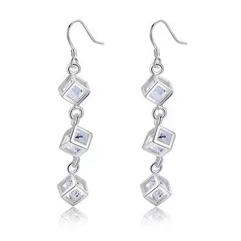 Серьги из стерлингового серебра s925, модные украшения, элегантные женские длинные серьги-капли с кристаллической решеткой, законодатель моды, рождественские подарки