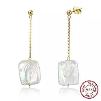 Серьги из стерлингового серебра S925 пробы, серьги с натуральным пресноводным жемчугом в стиле барокко, золото