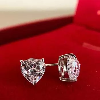 Серьги из стерлингового серебра S925, роскошные серьги-гвоздики с бриллиантами в форме сердца для женщин, свадебные помолвочные женские серьги, ювелирные изделия, подарки