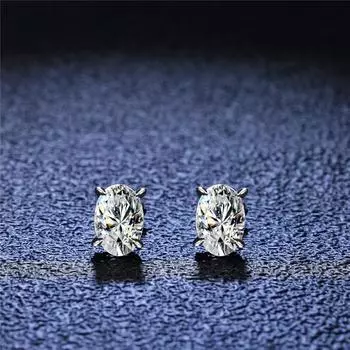 Серьги из стерлингового серебра с муассанитом D цвета, 2 карата, отличная огранка, безупречные овальные бриллиантовые свадебные серьги-гвоздики, ювелирные изделия с муассанитом 1ct total 2ct