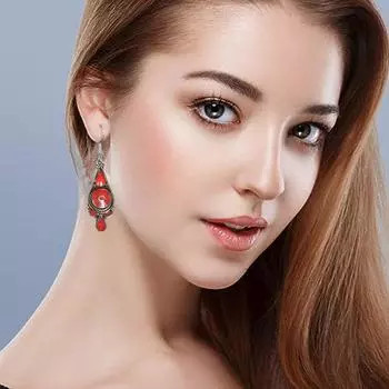 Серьги из тибетской бирюзы и коралла красного цвета в стиле непальского племени 12 г 1,5 1,6 массивный подарок