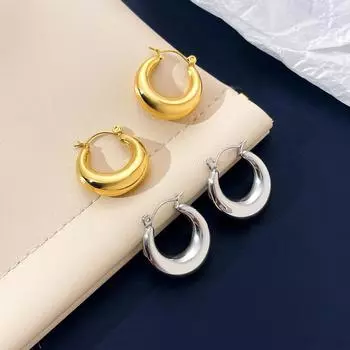 Серьги из титановой стали. Модный темперамент. Простые сенсорные серьги из титановой стали высокого уровня. золотистый