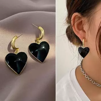 Серьги из титановой стали с матовым персиковым сердцем, женские сладкие ювелирные изделия, серьги
