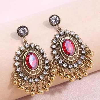 Серьги Janra Jewelry Court Bride Серьги Серьги Антикварные Золотые Серьги с Кристаллами красный