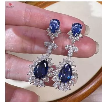 Серьги-капли BELLA BOX Heavy Industry Simulation Sapphire Water Drop Shaped, подходящие для повседневной женской вечеринки, модные украшения синий