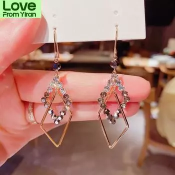 Серьги-капли Doulbe Layer Geometric Drop для женщин, новые модные украшения, милые подарки