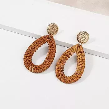 Серьги-капли из ротанга для женщин, деревянные серьги ручной работы, женские модные украшения Kolczyki