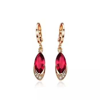 Серьги-капли из розового золота 14 карат с рубином для женщин Aros Mujer Oreja, натуральный рубиновый драгоценный камень Orecchini, розовое золото 14 карат Bizuteria красный