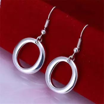 Серьги-капли из серебра 925 пробы с ювелирным покрытием Простые серебряные серьги круглой формы