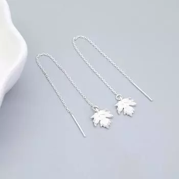 Серьги-капли из стерлингового серебра 925 пробы с длинной цепочкой и кленовым листом для женщин, вечерние элегантные модные украшения Eh1329