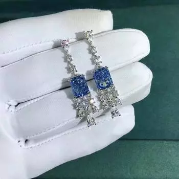 Серьги-капли из стерлингового серебра 925 пробы, 3ex, изумрудная огранка, 12 карат, желтый бриллиант, сапфир, синтетический муассанит, подарки