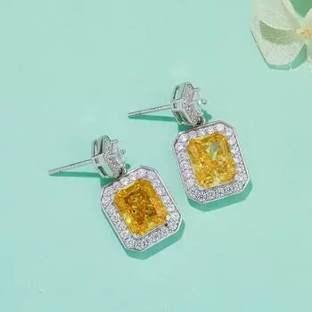 Серьги-капли из стерлингового серебра 925 пробы с дробленым льдом 15 карат, необычные яркие желтые серьги-капли с бриллиантами для женщин, свадебный подарок