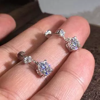 Серьги-капли из стерлингового серебра 925 пробы, цепочка с кисточками и цирконами, серьги-капли для женщин и девочек, элегантные корейские украшения для свадебной вечеринки Eh1811 золотой